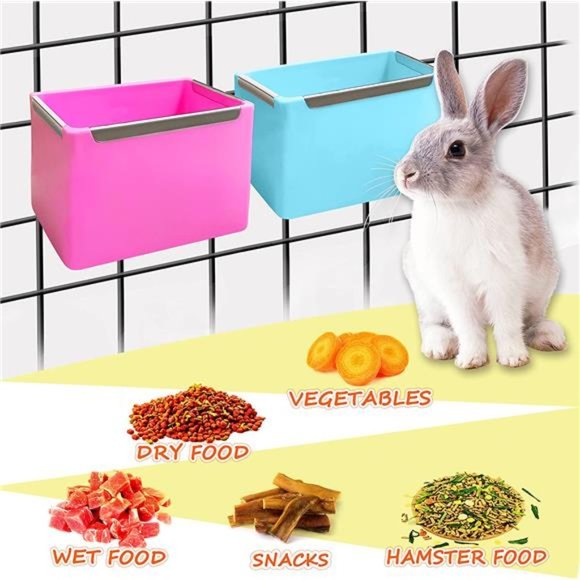 Food and Water Bowl for Small Pets, Rabbit Guinea Pig Hay Feeder - Picture 7 of 7